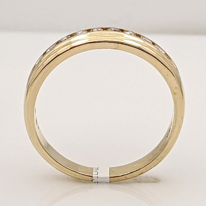 14K .38 CARAT TOTAL WEIGHT I1 I DIAMOND ROUND (9) ESTATE CHANNEL BAND 5.8 GRAMS