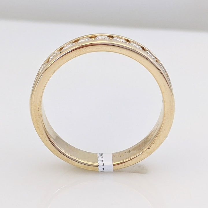 14K .74 CARAT TOTAL WEIGHT SI2 H DIAMOND ROUND (11) ESTATE CHANNEL BAND 5.3 GRAMS