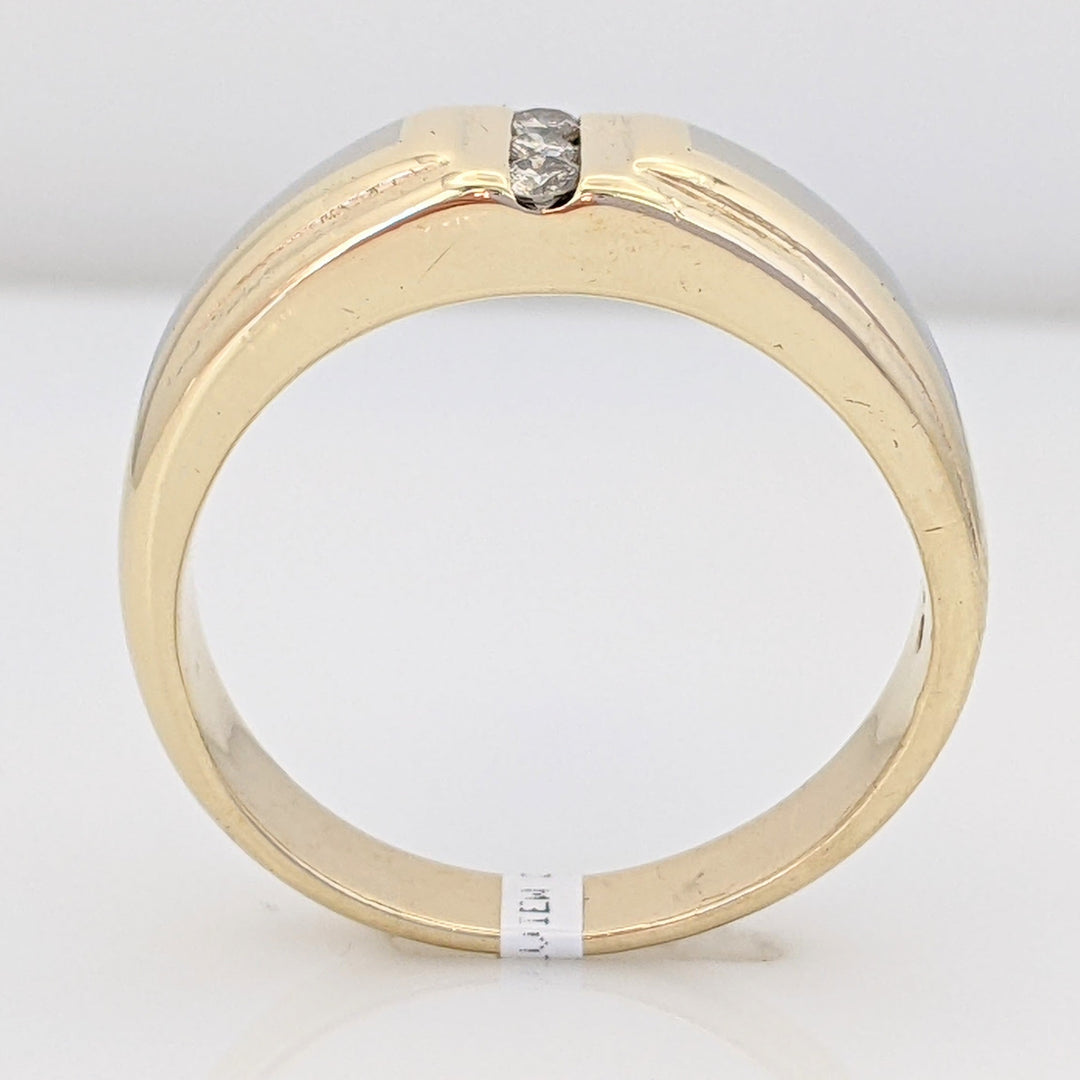 10K TWO- TONE .14 CARAT TOTAL WEIGHT SI2 I DIAMOND ROUND (3) ESTATE CHANNEL BAND 7.0 GRAMS