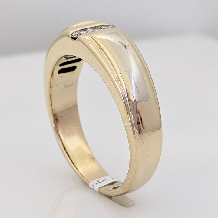 10K TWO- TONE .14 CARAT TOTAL WEIGHT SI2 I DIAMOND ROUND (3) ESTATE CHANNEL BAND 7.0 GRAMS