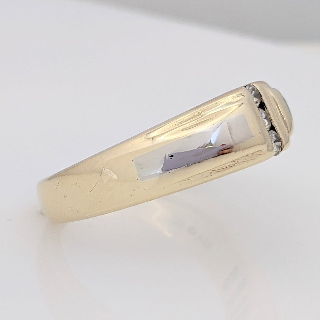 10K TWO- TONE .14 CARAT TOTAL WEIGHT SI2 I DIAMOND ROUND (3) ESTATE CHANNEL BAND 7.0 GRAMS