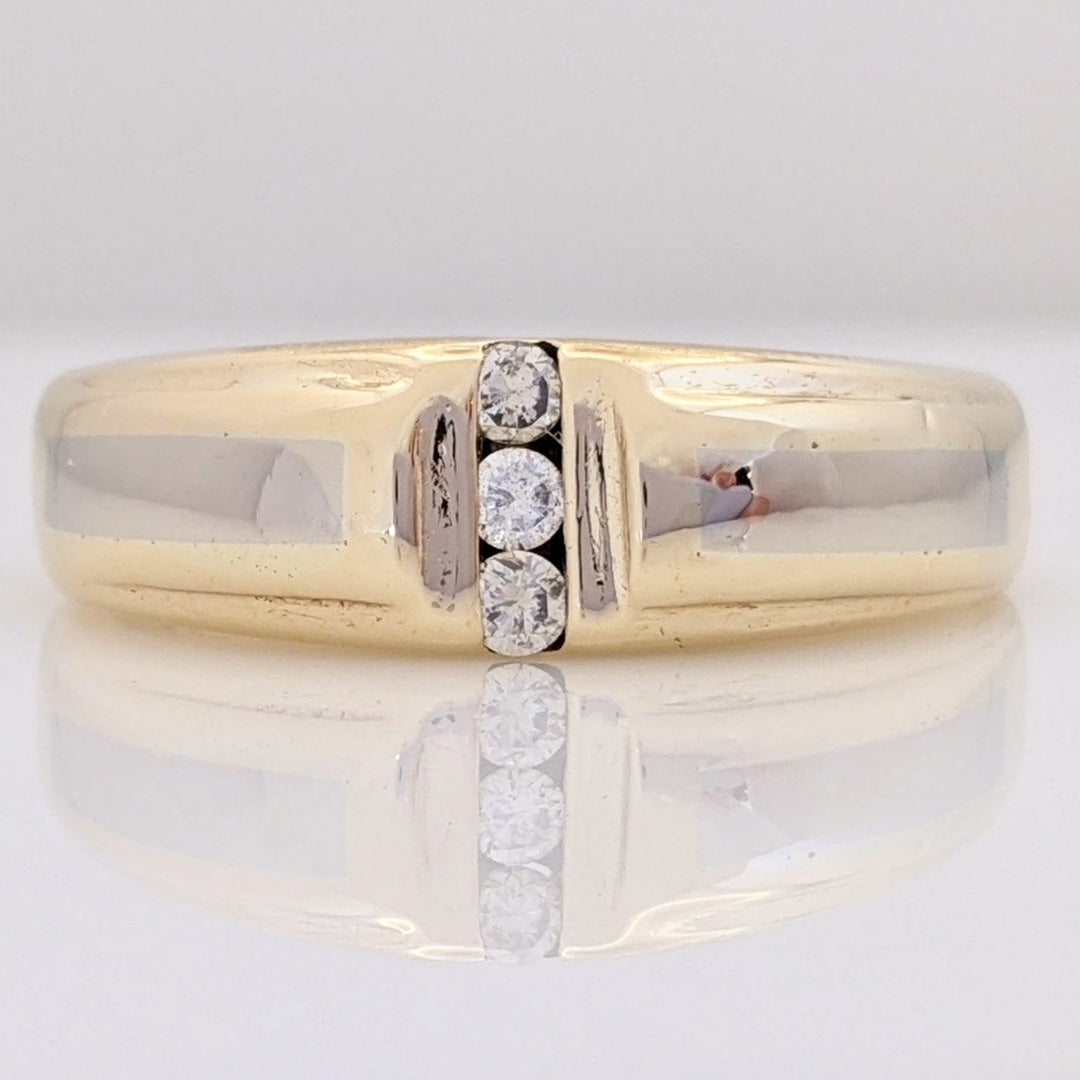10K TWO- TONE .14 CARAT TOTAL WEIGHT SI2 I DIAMOND ROUND (3) ESTATE CHANNEL BAND 7.0 GRAMS
