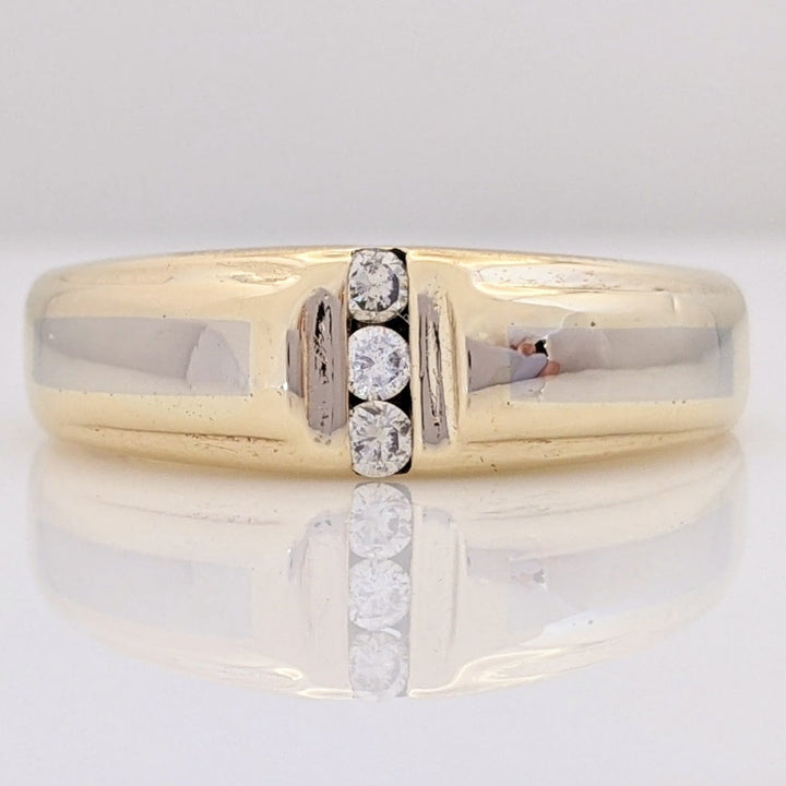 10K TWO- TONE .14 CARAT TOTAL WEIGHT SI2 I DIAMOND ROUND (3) ESTATE CHANNEL BAND 7.0 GRAMS