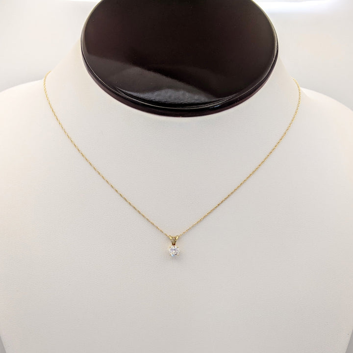 14K .31 CARAT TOTAL SI2 I DIAMOND ROUND ESTATE PENDANT & CHAIN 1.0 GRAMS