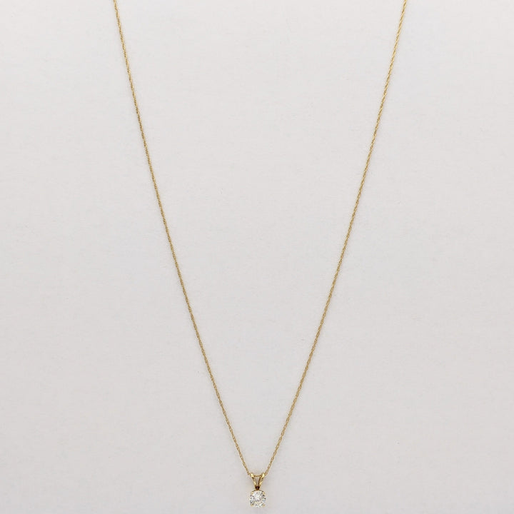 14K .31 CARAT TOTAL SI2 I DIAMOND ROUND ESTATE PENDANT & CHAIN 1.0 GRAMS