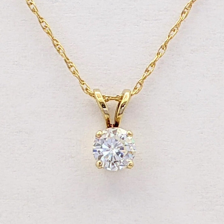 14K .31 CARAT TOTAL SI2 I DIAMOND ROUND ESTATE PENDANT & CHAIN 1.0 GRAMS