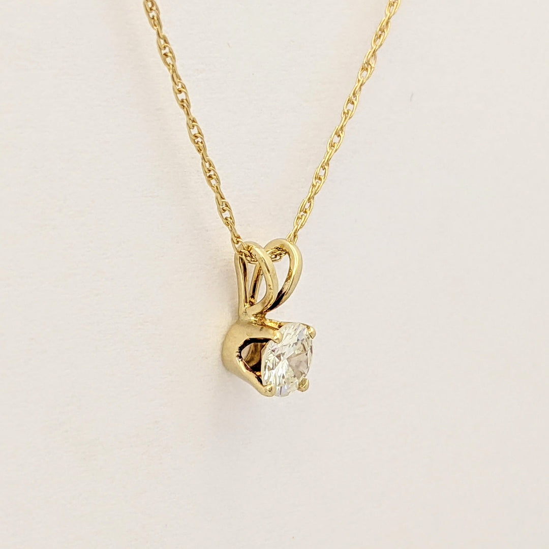 14K .31 CARAT TOTAL SI2 I DIAMOND ROUND ESTATE PENDANT & CHAIN 1.0 GRAMS