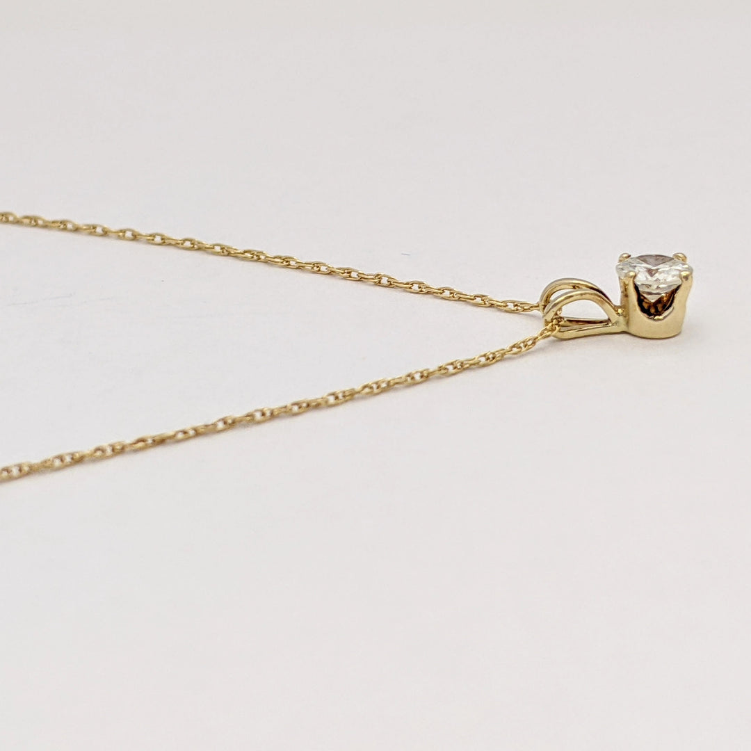 14K .31 CARAT TOTAL SI2 I DIAMOND ROUND ESTATE PENDANT & CHAIN 1.0 GRAMS