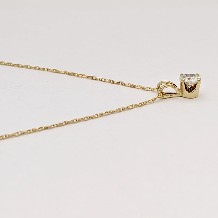 14K .31 CARAT TOTAL SI2 I DIAMOND ROUND ESTATE PENDANT & CHAIN 1.0 GRAMS