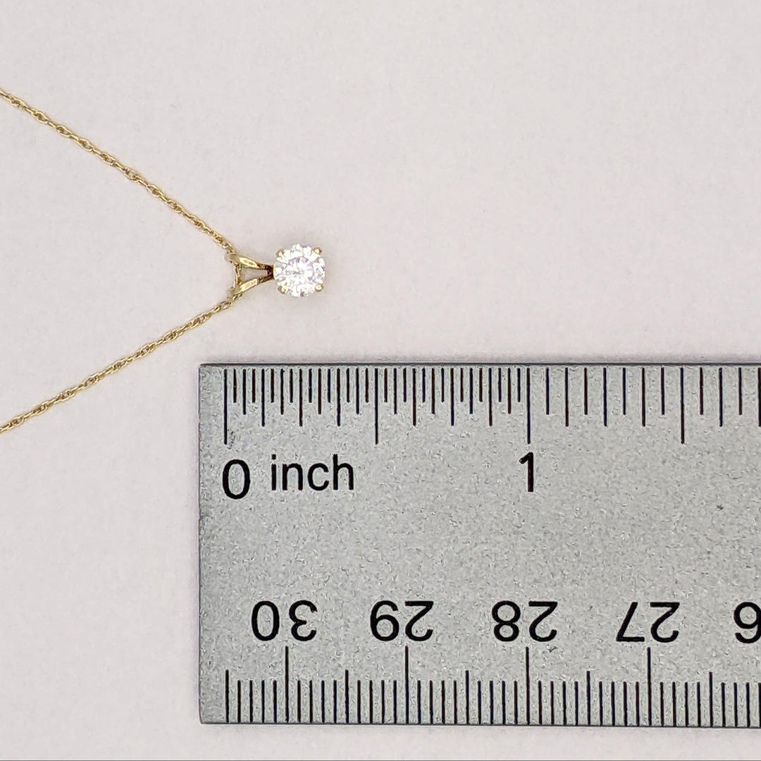 14K .31 CARAT TOTAL SI2 I DIAMOND ROUND ESTATE PENDANT & CHAIN 1.0 GRAMS