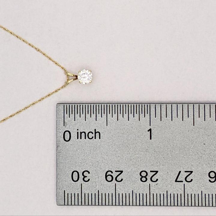 14K .31 CARAT TOTAL SI2 I DIAMOND ROUND ESTATE PENDANT & CHAIN 1.0 GRAMS