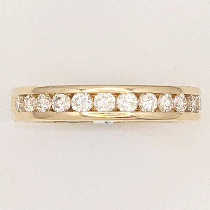 14K .42 CARAT TOTAL WEIGHT SI2 I DIAMOND ROUND (12) ESTATE CHANNEL BAND 4.1 GRAMS