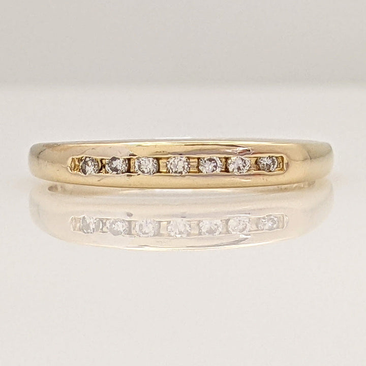 14K .07 CARAT TOTAL WEIGHT SI1 H DIAMOND ROUND (7) ESTATE CHANNEL BAND 1.7 GRAMS