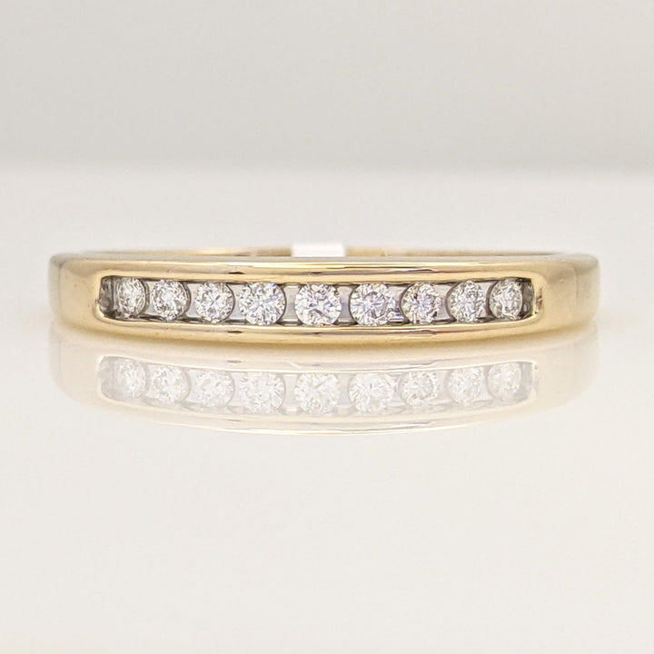 14K .23 CARAT TOTAL WEIGHT SI2 H DIAMOND ROUND (9) ESTATE CHANNEL BAND 2.6 GRAMS