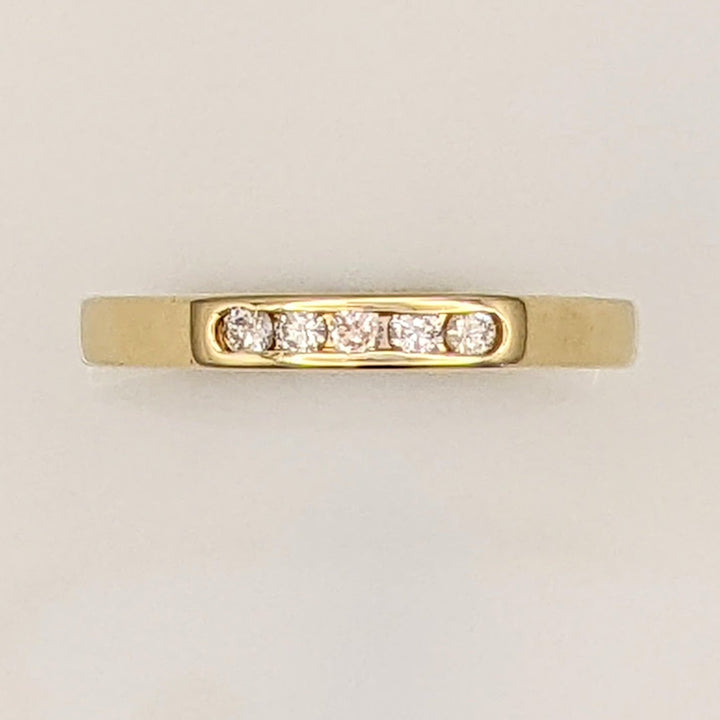 14K .15 CARAT TOTAL WEIGHT SI2 I DIAMOND ROUND (5) ESTATE CHANNEL BAND 2.5 GRAMS