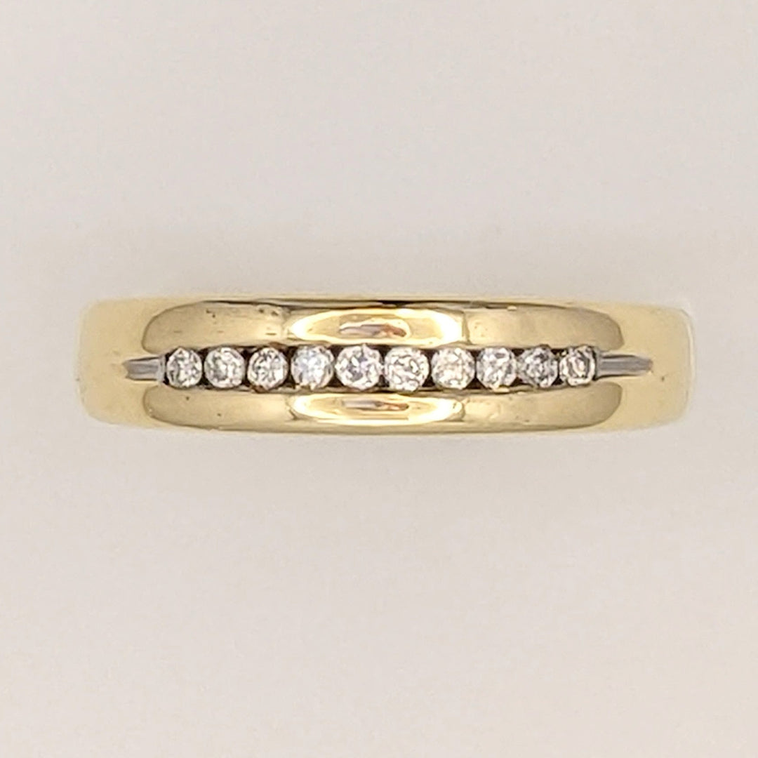 14K .10 CARAT TOTAL WEIGHT I2 H DIAMOND ROUND (10) ESTATE CHANNEL SET BAND 3.0 GRAMS