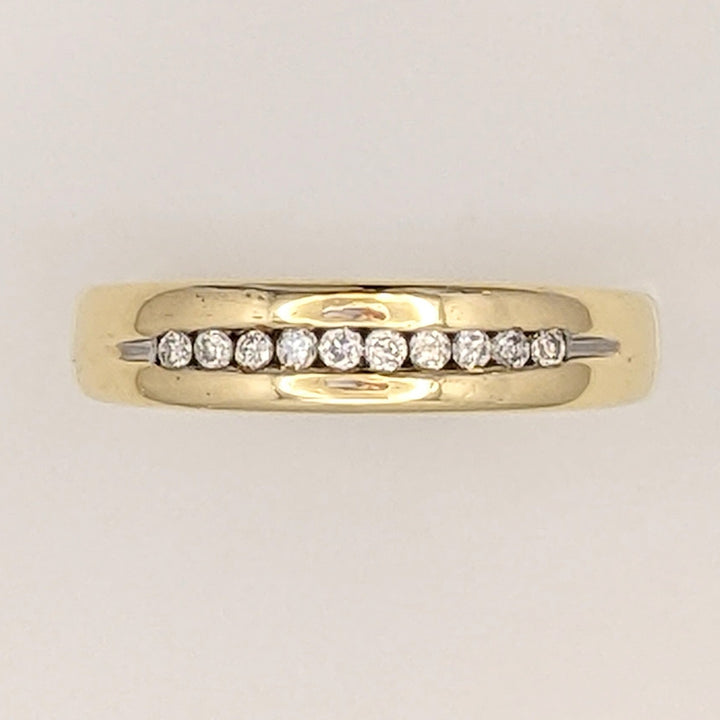 14K .10 CARAT TOTAL WEIGHT I2 H DIAMOND ROUND (10) ESTATE CHANNEL SET BAND 3.0 GRAMS