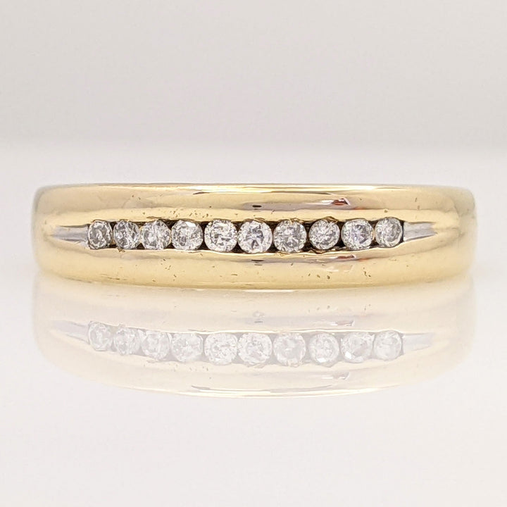 14K .10 CARAT TOTAL WEIGHT I2 H DIAMOND ROUND (10) ESTATE CHANNEL SET BAND 3.0 GRAMS