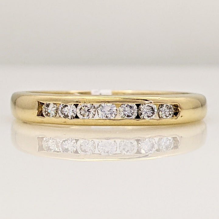 14K .21 CARAT TOTAL WEIGHT SI2 H DIAMOND ROUND (7) ESTATE CHANNEL BAND 2.5 GRAMS