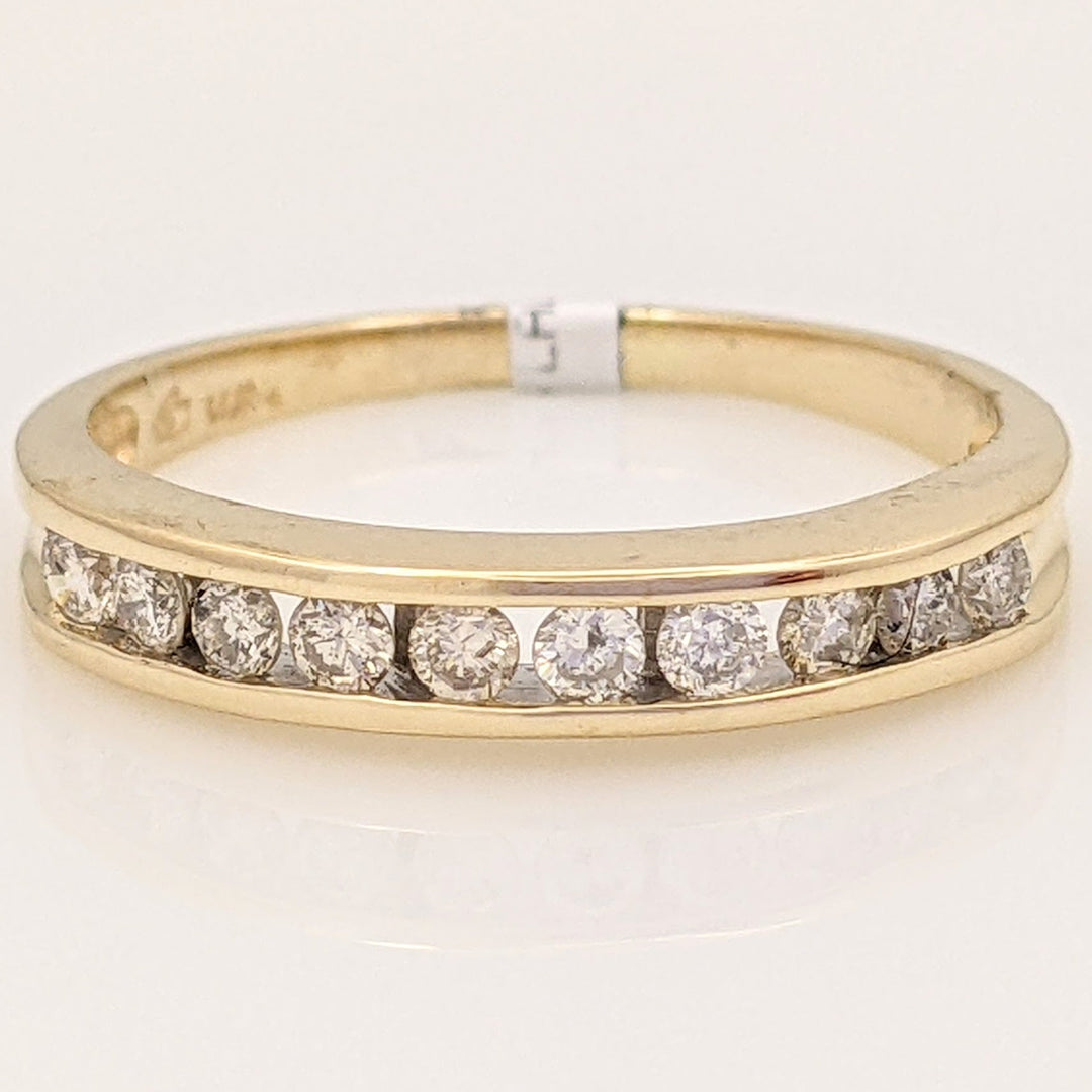 14K .35 CARAT TOTAL WEIGHT I1 I DIAMOND ROUND (10) ESTATE CHANNEL BAND 2.6 GRAMS