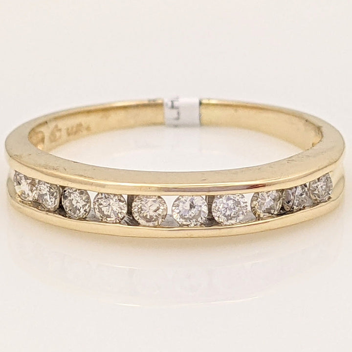 14K .35 CARAT TOTAL WEIGHT I1 I DIAMOND ROUND (10) ESTATE CHANNEL BAND 2.6 GRAMS