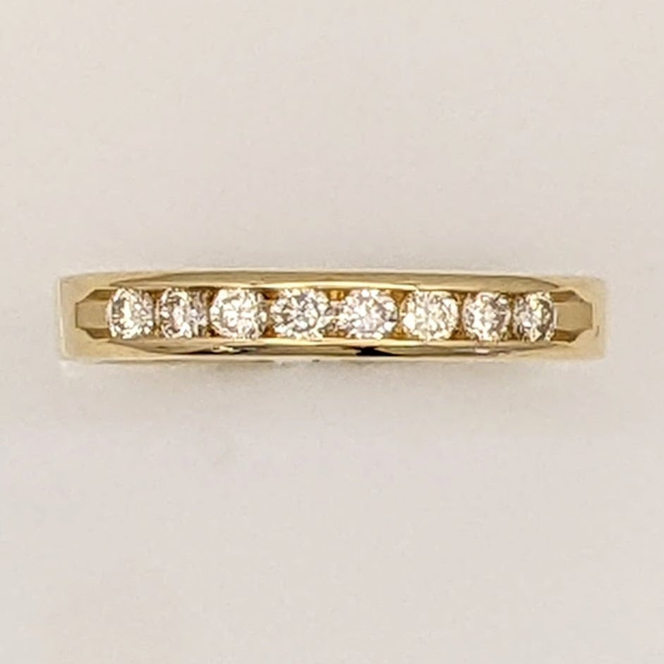 14K .24 CARAT TOTAL WEIGHT VS2 I DIAMOND ROUND (8) ESTATE CHANNEL BAND 1.9 GRAMS