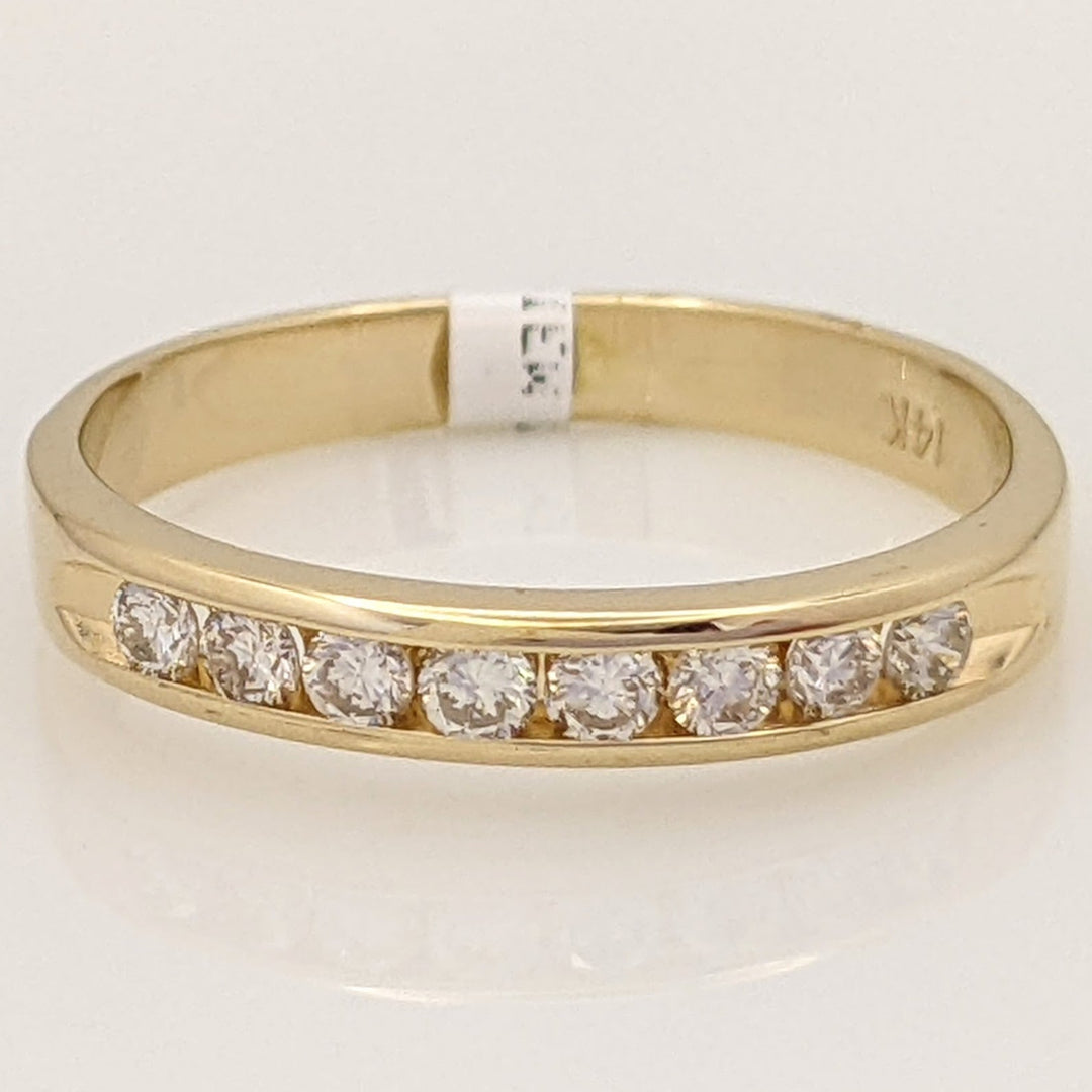 14K .24 CARAT TOTAL WEIGHT VS2 I DIAMOND ROUND (8) ESTATE CHANNEL BAND 1.9 GRAMS