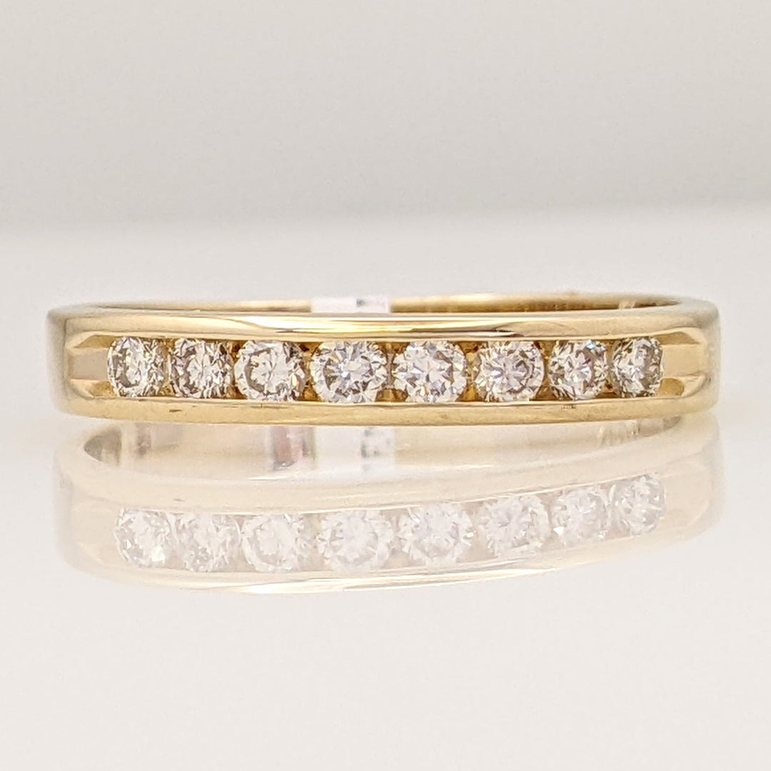 14K .24 CARAT TOTAL WEIGHT VS2 I DIAMOND ROUND (8) ESTATE CHANNEL BAND 1.9 GRAMS