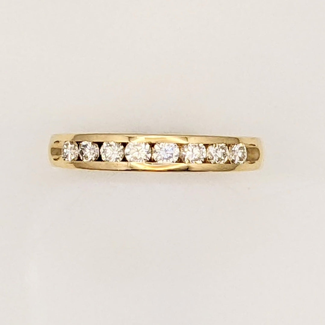 14K .34 CARAT TOTAL WEIGHT SI1 H DIAMOND ROUND (8) ESTATE CHANNEL BAND 2.2 GRAMS