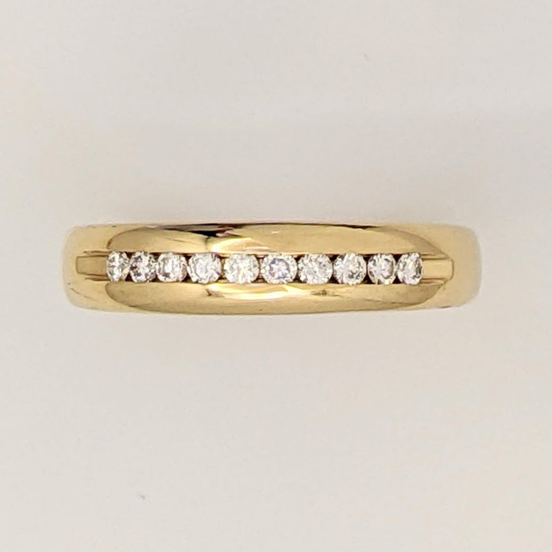 14K .25 CARAT TOTAL WEIGHT SI2 H DIAMOND ROUND (10) ESTATE CHANNEL SET BAND 4.3 GRAMS