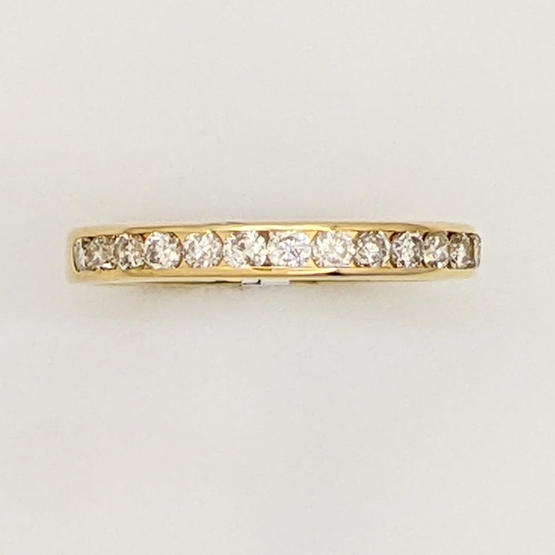 14K .42 CARAT TOTAL WEIGHT I1 I DIAMOND ROUND (14) ESTATE CHANNEL BAND 1.9 GRAMS