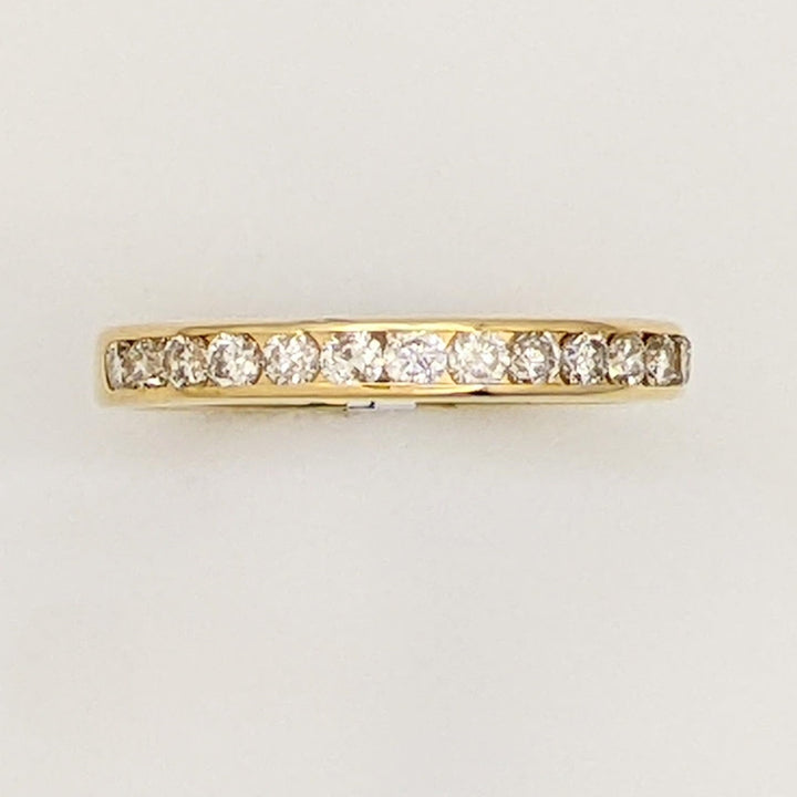 14K .42 CARAT TOTAL WEIGHT I1 I DIAMOND ROUND (14) ESTATE CHANNEL BAND 1.9 GRAMS