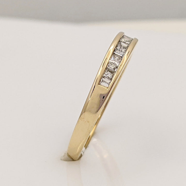14K .29 CARAT TOTAL WEIGHT VS2 H DIAMOND PRINCESS CUT (7) BAGUETTE (8) ESTATE CHANNEL BAND 2.0 GRAMS