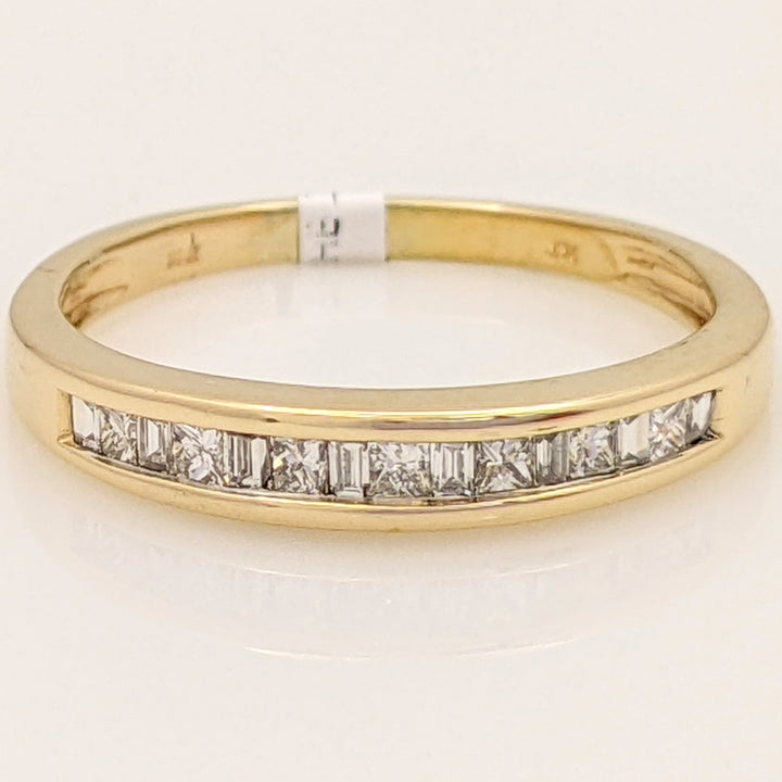 14K .29 CARAT TOTAL WEIGHT VS2 H DIAMOND PRINCESS CUT (7) BAGUETTE (8) ESTATE CHANNEL BAND 2.0 GRAMS