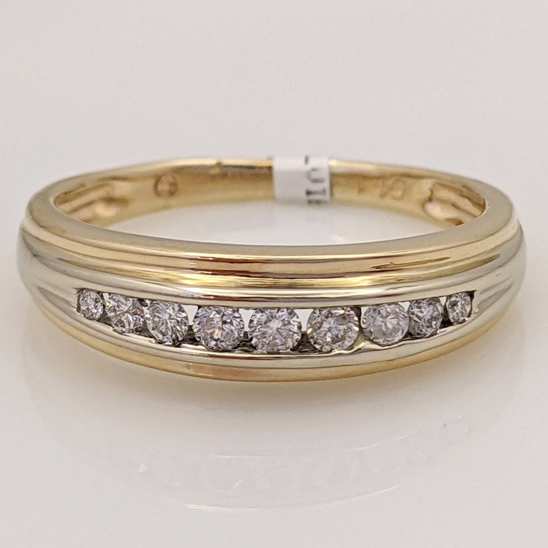 14K .20 CARAT TOTAL WEIGHT I1 H DIAMOND ROUND (9) ESTATE CHANNEL BAND 3.0 GRAMS