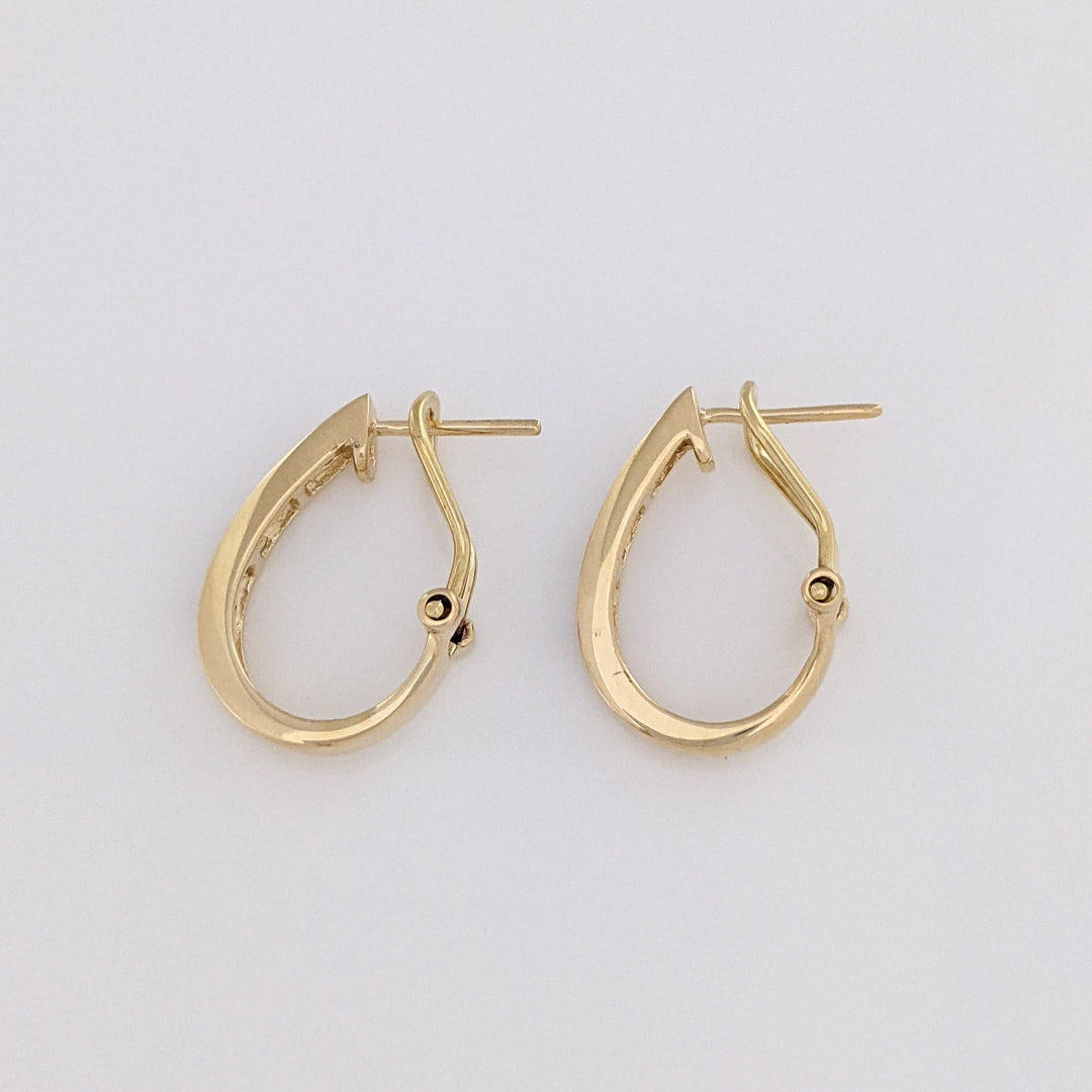 14K SAPPHIRE ROUND (6) DIAMOND ROUND (6) .18 DIAMOND TOTAL WEIGHT ESTATE CHANNEL HOOP EARRINGS 4.3 GRAMS