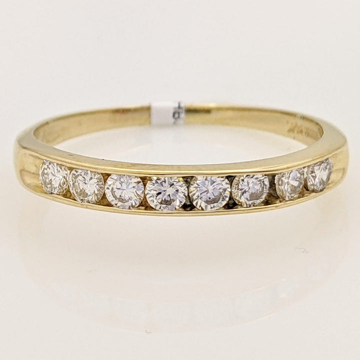 14K .47 CARAT TOTAL WEIGHT SI1 H DIAMOND ROUND (8) ESTATE CHANNEL SET BAND 1.9 GRAMS