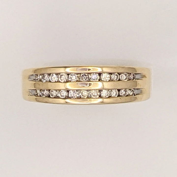 10K .25 CARAT TOTAL WEIGHT SI2 J DIAMOND ROUND (22) 2-ROW ESTATE CHANNEL BAND 2.5 GRAMS