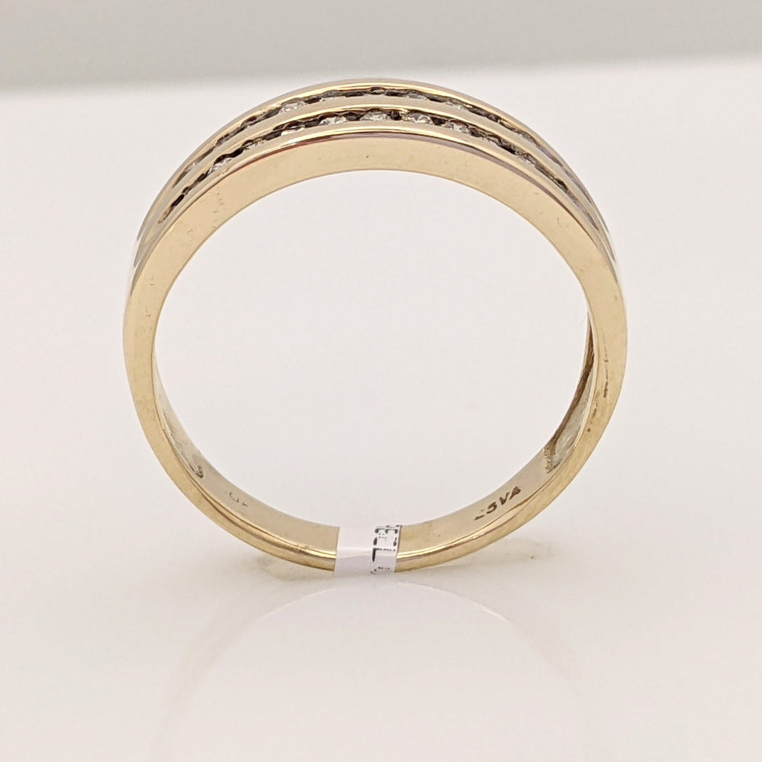 10K .25 CARAT TOTAL WEIGHT SI2 J DIAMOND ROUND (22) 2-ROW ESTATE CHANNEL BAND 2.5 GRAMS