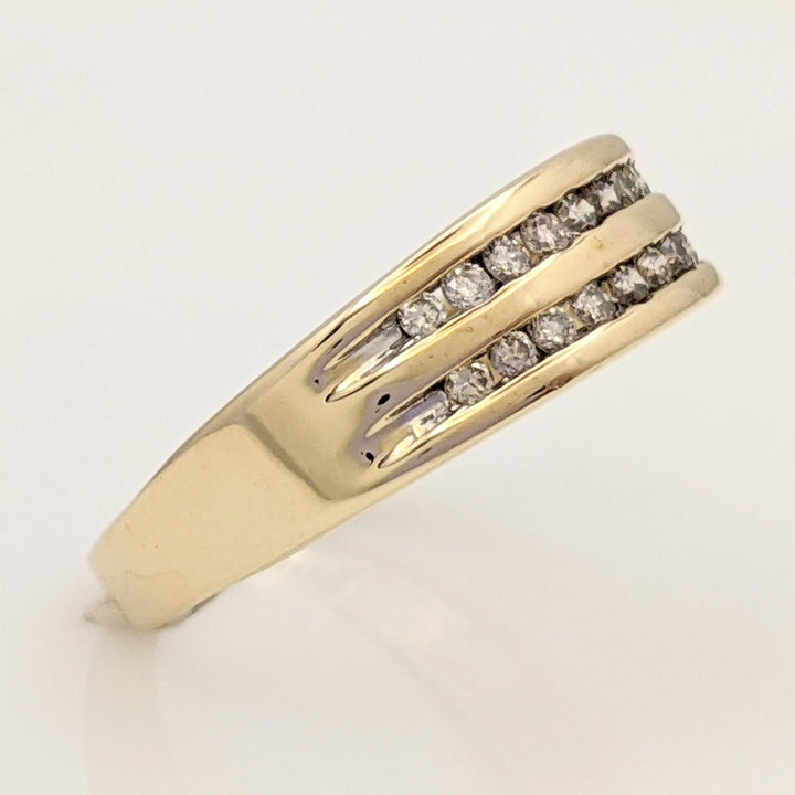 10K .25 CARAT TOTAL WEIGHT SI2 J DIAMOND ROUND (22) 2-ROW ESTATE CHANNEL BAND 2.5 GRAMS