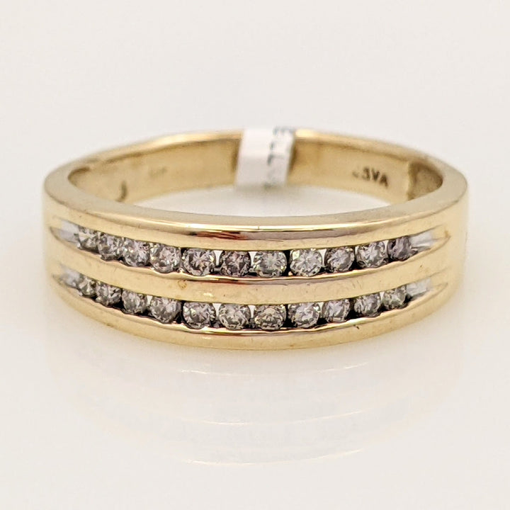 10K .25 CARAT TOTAL WEIGHT SI2 J DIAMOND ROUND (22) 2-ROW ESTATE CHANNEL BAND 2.5 GRAMS