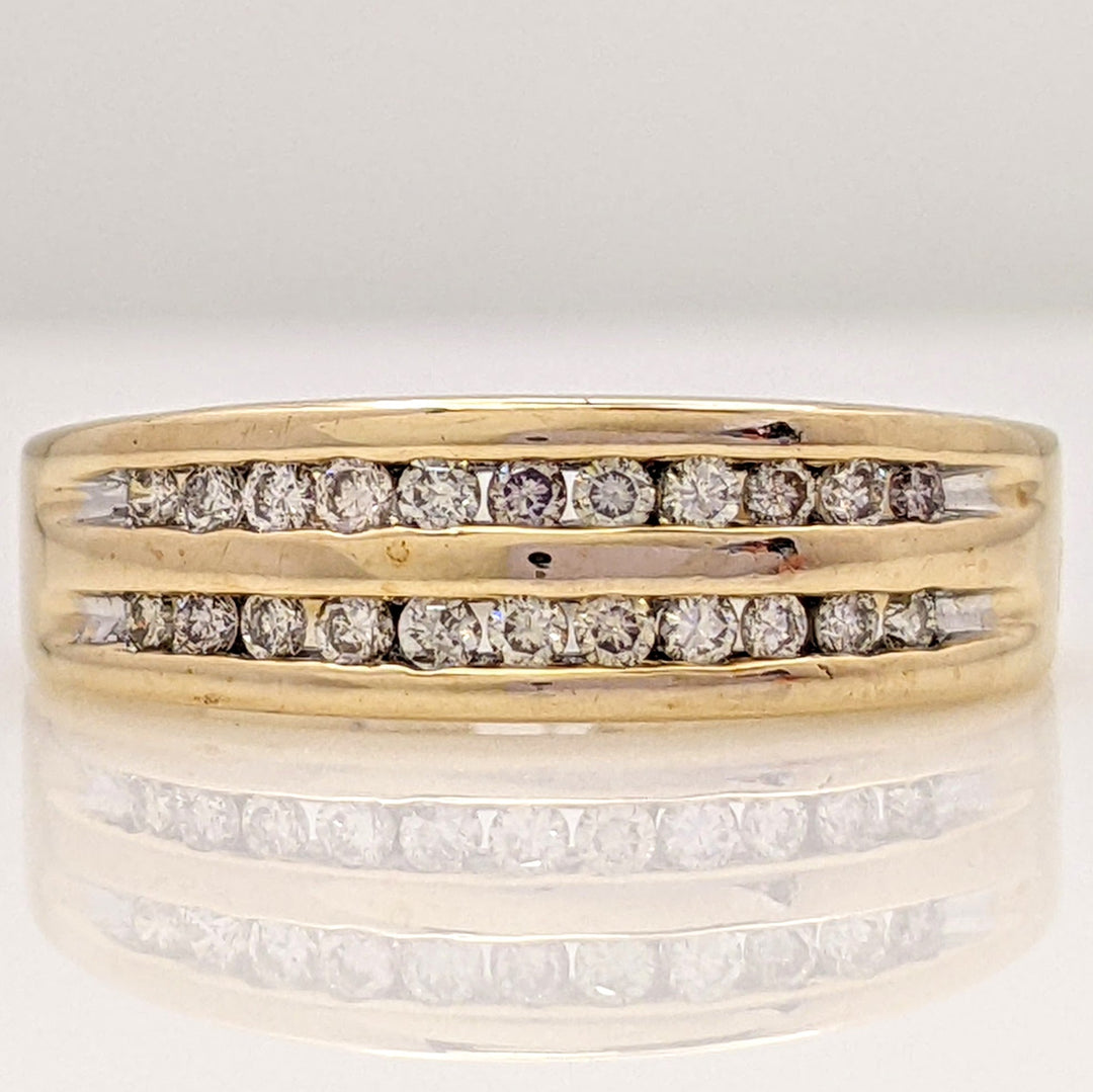 10K .25 CARAT TOTAL WEIGHT SI2 J DIAMOND ROUND (22) 2-ROW ESTATE CHANNEL BAND 2.5 GRAMS