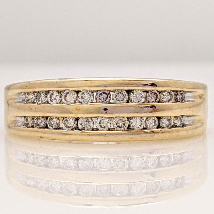 10K .25 CARAT TOTAL WEIGHT SI2 J DIAMOND ROUND (22) 2-ROW ESTATE CHANNEL BAND 2.5 GRAMS