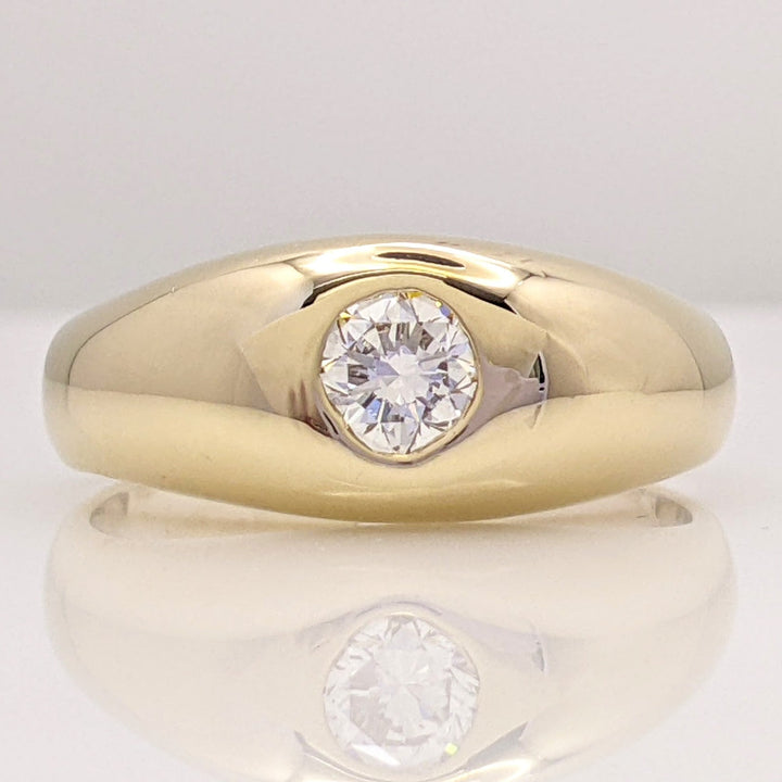 14K .44 CARAT TOTAL WEIGHT VS2 I ROUND DIAMOND BEZEL SET ESTATE RING 8.8 GRAMS