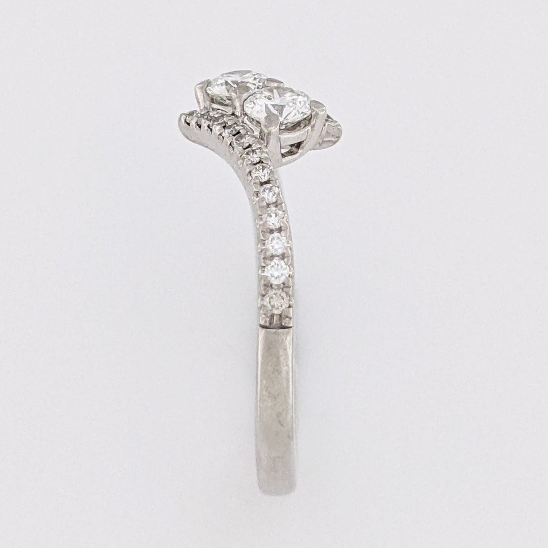 18K WHITE .40 CARAT TOTAL WEIGHT VS2 H DIAMOND ROUND (26) ESTATE BYPASS RING 2.9 GRAMS