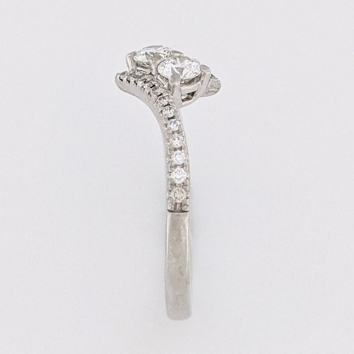 18K WHITE .40 CARAT TOTAL WEIGHT VS2 H DIAMOND ROUND (26) ESTATE BYPASS RING 2.9 GRAMS