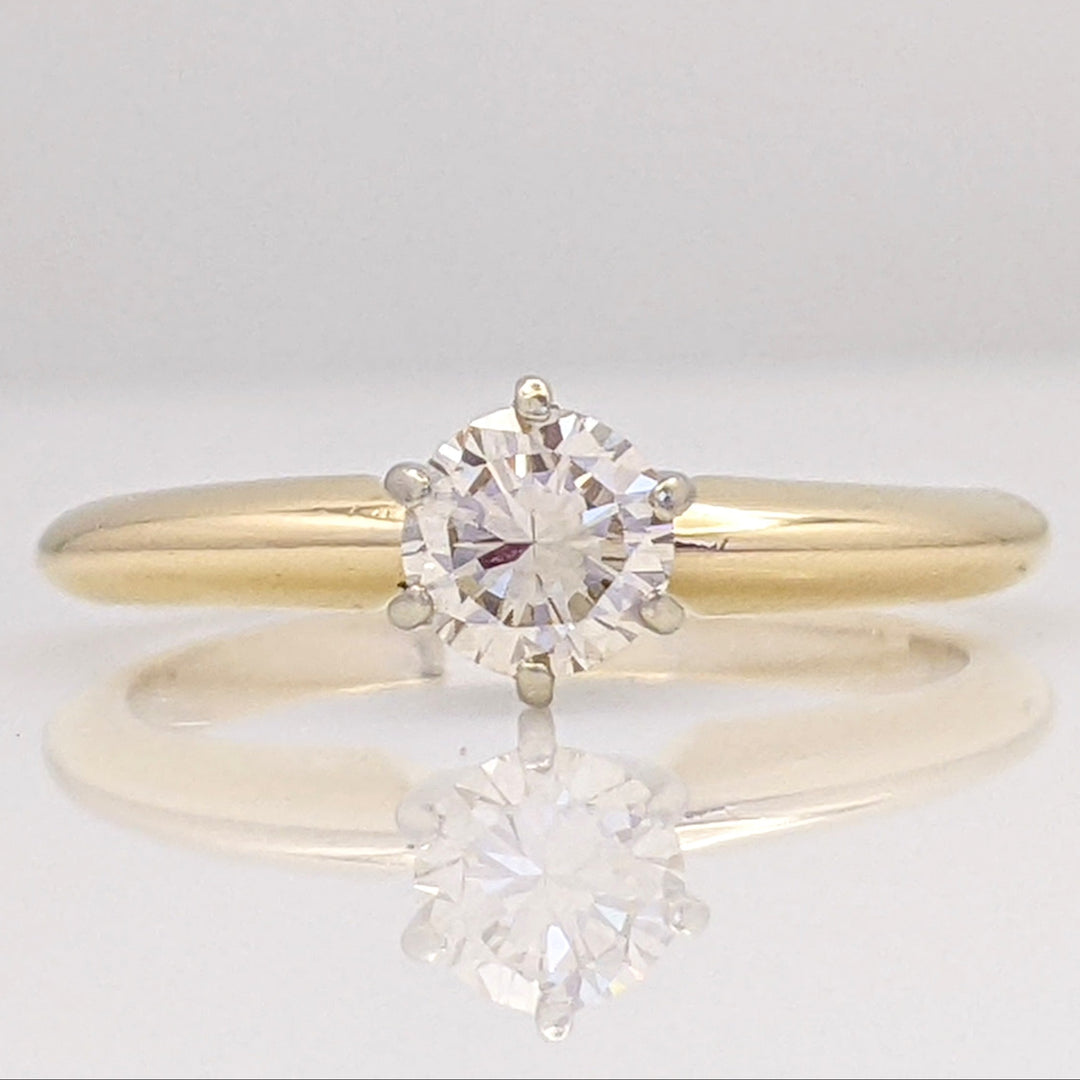 14K .34 CARAT TOTAL VS H DIAMOND ROUND MODERN CUT SOLITAIRE ESTATE RING 2.2 GRAMS