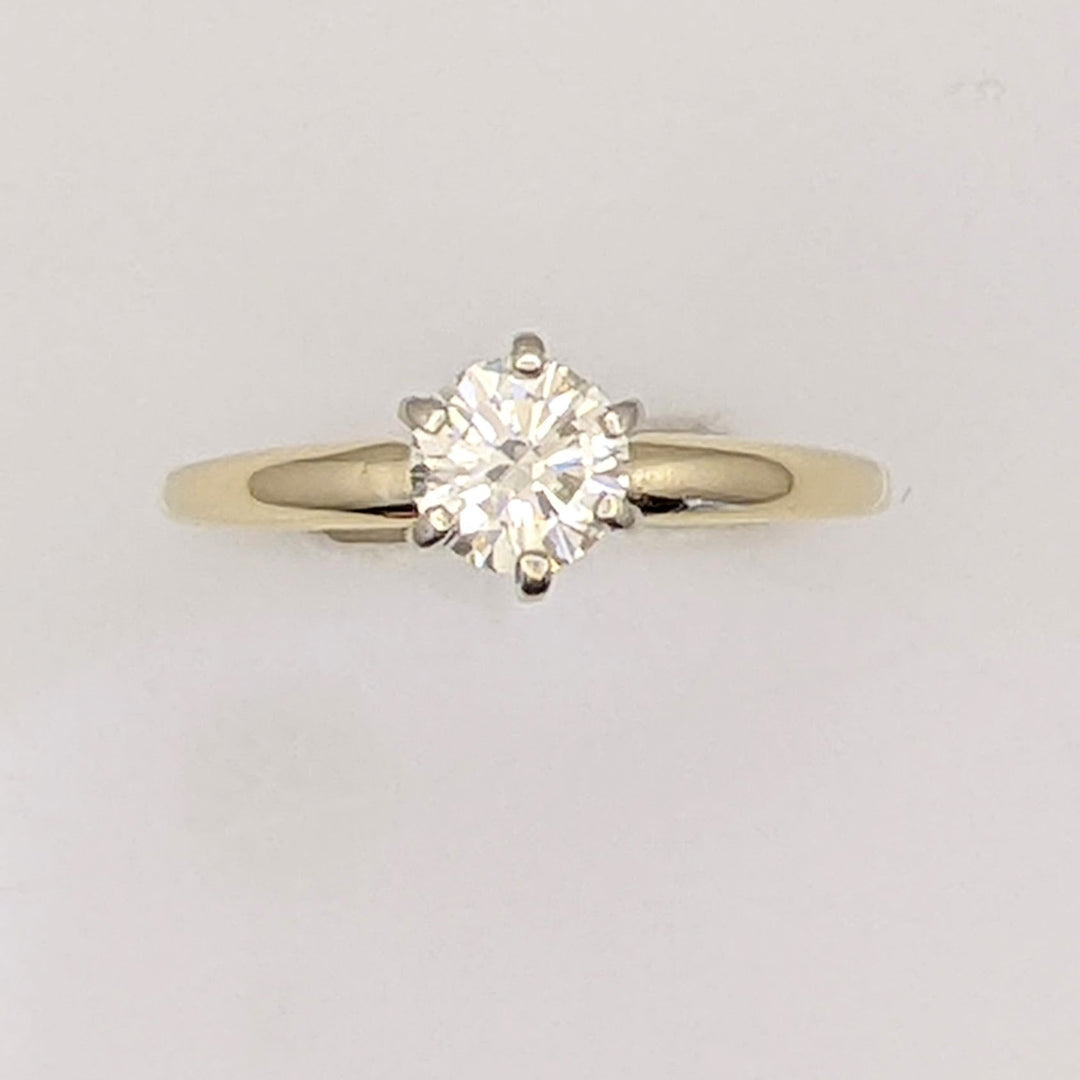 14K .46 CARAT TOTAL SI2 K DIAMOND ROUND 6-PRONG SOLITARE ESTATE RING 1.4 GRAMS