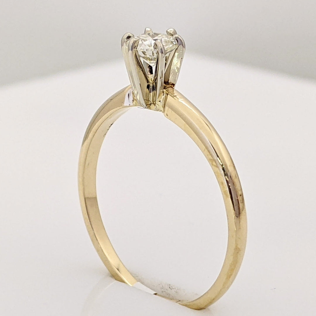 14K .34 CARAT TOTAL SI1 J DIAMOND ROUND 6-PRONG SOLITAIRE ESTATE RING 2.0 GRAMS