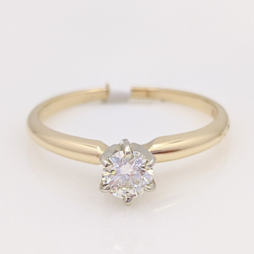 14K .34 CARAT TOTAL SI1 J DIAMOND ROUND 6-PRONG SOLITAIRE ESTATE RING 2.0 GRAMS